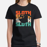 Sloth Lover & Squad T-Shirt - Sloths 80s Retro Aesthetic Shirt - Tree-Dwelling Mammal & Rainforest Creature Shirt - Zoo & Safari Shirt - Black, Women