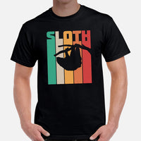 Sloth Lover & Squad T-Shirt - Sloths Retro Aesthetic Shirt - Tree-Dwelling Mammal & Rainforest Creature Shirt - Zoo & Safari Shirt - Black, Men