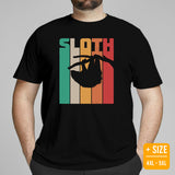 Sloth Lover & Squad T-Shirt - Sloths Retro Aesthetic Shirt - Tree-Dwelling Mammal & Rainforest Creature Shirt - Zoo & Safari Shirt - Black, Plus Size