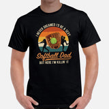 Softball Apparel & Clothes - Outfit, Wear & Gift Ideas for Softball Coach, Players & Dad - Vintage Proud Sexy Softball Dad T-Shirt - Black, Men