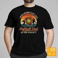 Softball Apparel & Clothes - Outfit, Wear & Gift Ideas for Softball Coach, Players & Dad - Vintage Proud Sexy Softball Dad T-Shirt - Black, Plus Size