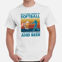 Softball Sports Apparel & Clothes - Outfit & Gift Ideas for Softball Coach & Players - Funny All I Care About Is Softball And Beer Tee - White, Men