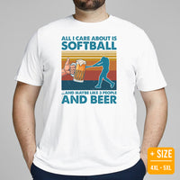 Softball Sports Apparel & Clothes - Outfit & Gift Ideas for Softball Coach & Players - Funny All I Care About Is Softball And Beer Tee - White, Plus Size