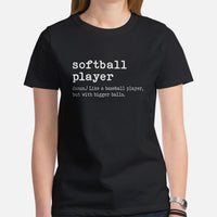 Softball Sports Apparel & Clothes - Outfit, Wear & Gift Ideas for Softball Coach & Players - Funny Softball Player Definition T-Shirt - Black, Women