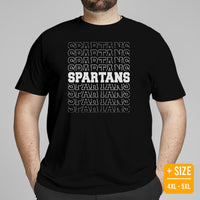 Spartans Mascot T-Shirt - Football Fanatic Vintage Graphic Shirt: Ideal Gifts for Football Fans & Supporters - Retro Style Game Day Tee - Black, Plus Size