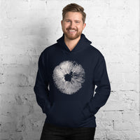Spore Print Aesthetic Goblincore Hoodie - Cottagecore, Forestcore, Fungiphile Pullover for Forager, Mushroom Hunter & Nature Lover - Navy, Men