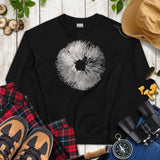 Spore Print Aesthetic Goblincore Sweatshirt - Cottagecore, Forestcore, Fungiphile Pullover for Forager, Mushroom Hunter & Nature Lover - Black