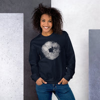Spore Print Aesthetic Goblincore Sweatshirt - Cottagecore, Forestcore, Fungiphile Pullover for Forager, Mushroom Hunter & Nature Lover - Navy, Women