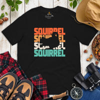 Squirrel 80s Retro Aesthetic T-Shirt - Chipmunk, Gerbil, Nutcracker, Woodland Animal Tee - Gift for Squirrel Dad/Mom, Lover & Feeder - Black