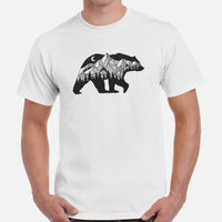 Camping & Hiking Shirt - Gifts for Outdoorsmen, Campers, Animal & Nature Lovers - Mama & Papa Bear Shirt - Celestial Starry Night T-Shirt - White, Men