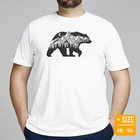 Camping & Hiking Shirt - Gifts for Outdoorsmen, Campers, Animal & Nature Lovers - Mama & Papa Bear Shirt - Celestial Starry Night T-Shirt - White, Plus Size
