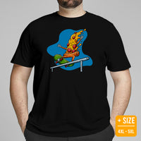 Streetwear Clothes - Gift Ideas, Presents For Foodies, Skaters & Junk Food Lovers - Pizza Shirts - Pizza Slice Riding A Skateboard Tee - Black, Plus Size