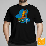 Streetwear Clothes - Gift Ideas, Presents For Foodies, Skaters & Junk Food Lovers - Pizza Shirts - Pizza Slice Riding A Skateboard Tee - Black, Plus Size