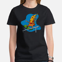 Streetwear Clothes - Gift Ideas, Presents For Foodies, Skaters & Junk Food Lovers - Pizza Shirts - Pizza Slice Riding A Skateboard Tee - Black, Women