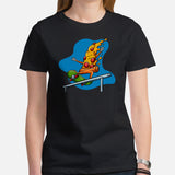 Streetwear Clothes - Gift Ideas, Presents For Foodies, Skaters & Junk Food Lovers - Pizza Shirts - Pizza Slice Riding A Skateboard Tee - Black, Women