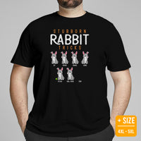 Bunny Shirt - Rabbit Tee Shirts - Presents, Gift Ideas for Outdoorsmen, Hunters, Nature & Animal Lovers - Funny Stubborn Rabbit Tricks Tee - Black, Plus Size