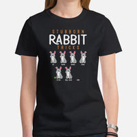 Bunny Shirt - Rabbit Tee Shirts - Presents, Gift Ideas for Outdoorsmen, Hunters, Nature & Animal Lovers - Funny Stubborn Rabbit Tricks Tee - Black, Women