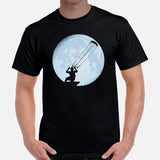 Surfing Shirt & Gear - Seaside & Beach Vacation Outfit, Attire - Gift for Surfer, Outdoorsman, Nature Lovers - Surf Over The Moon Tee - Black, Men