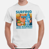 Surfing Shirt - Seaside & Beach Vacation Outfit, Attire - Gift for Surfer, Outdoorsman - Surfing & Bourbon Because Murder Is Wrong Tee - White, Men