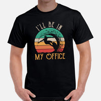 Surfing T-Shirt - Beach Vacation Outfit, Attire - Gift Ideas for Surfer, Outdoorsman, Nature Lovers - Funny I'll Be In My Office Tee - Black, Men