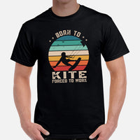 Surfing T-Shirt & Gear - Seaside & Beach Vacation Outfit, Attire - Gift for Surfer, Outdoorsman, Nature Lovers - Retro Born To Kite Tee - Black, Men
