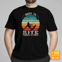 Surfing T-Shirt & Gear - Seaside & Beach Vacation Outfit, Attire - Gift for Surfer, Outdoorsman, Nature Lovers - Retro Born To Kite Tee - Black, Plus Size