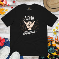 Surf T-Shirt - Vintage Surfing Shirt - Beach Vaction Shirt, Surfboard T-Shirt, Surf Graphic Tee - Gifts for Surfers - Aloha Hawaiian Shirt - Black