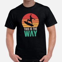 Surfing T-Shirt - Seaside & Beach Vacation Outfit, Attire - Gift for Surfer, Outdoorsman, Nature Lovers - Retro This Is The Way Tee - Black, Men