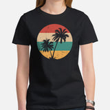 Surfing T-Shirt - Seaside & Beach Vacation Outfit, Attire - Gift Ideas for Surfer, Outdoorsman, Nature Lovers - 80s Retro Surfing Tee - Black, Women