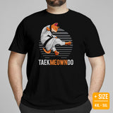 Taekwondo T-Shirt - TKD, Mixed Martial Arts Attire, Wear, Clothes, Outfit - Gifts for Fighters, Cat Lovers - Adorable Taekmeowndo Tee - Black, Plus Size