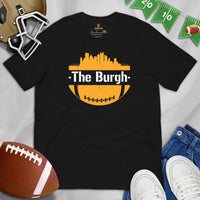 The Burgh Skyline Football Fanatic Vintage Graphic T-Shirt: Ideal Gift for Him & Her, Football Fans - Retro Style Game Day Shirt - Black
