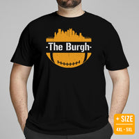 The Burgh Skyline Football Fanatic Vintage Graphic T-Shirt: Ideal Gift for Him & Her, Football Fans - Retro Style Game Day Shirt - Black, Plus Size