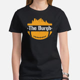 The Burgh Skyline Football Fanatic Vintage Graphic T-Shirt: Ideal Gift for Him & Her, Football Fans - Retro Style Game Day Shirt - Black, Women