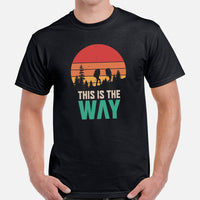 This Is The Way T-Shirt - Geocaching, Hiking Retro Sunset Themed Shirt - Gift for Outdoorsy Camper & Hiker, Nature Lover, Geocacher - Black, Men