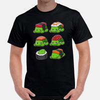 Turtle Nigiri Sushi T-Shirt - Tortoise Shirt - Loggerhead, Land, Sea & Nautical Turtle Shirt - Ideal Gift for Turtle Dad/Mom & Lovers - Black, Men