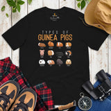 Types of Guinea Pigs T-Shirt - Furry Potato Shirt - Cavy Whisperer & Lovers Tee - Gift for Rodent Dad/Mom & Pet Owners - Zoology Tee - Black