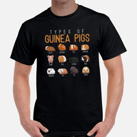 Types of Guinea Pigs T-Shirt - Furry Potato Shirt - Cavy Whisperer & Lovers Tee - Gift for Rodent Dad/Mom & Pet Owners - Zoology Tee -  Black, Men