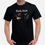 Ultimate Frisbee T-Shirt - Disk Golf Attire & Apparel - Gift Ideas for Disc Golfers - Funny Duck Duck Gray Duck T-Shirt - Black, Men