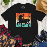 Unicorn 80s Retro Aesthetic T-Shirt - Fantasy Horse Shirt - Ideal Gift for Unicorn & Mythical Legendary Creatures Lovers - Black