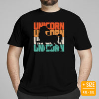 Unicorn 80s Retro Aesthetic T-Shirt - Fantasy Horse Shirt - Ideal Gift for Unicorn & Mythical Legendary Creatures Lovers - Black, Plus Size