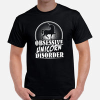 Unicorn Tee Shirt - Gifts for Outdoorsmen, Campers, Nature Lovers - Unicorn Hunter Squad Shirt - Funny Obsessive Unicorn Disorder T-Shirt - Black, Men