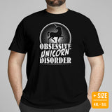 Unicorn Tee Shirt - Gifts for Outdoorsmen, Campers, Nature Lovers - Unicorn Hunter Squad Shirt - Funny Obsessive Unicorn Disorder T-Shirt - Black, Plus Size