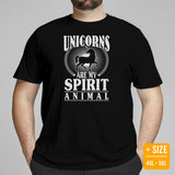 Unicorn Tee Shirt - Gifts for Outdoorsmen, Campers, Nature Lovers - Unicorn Hunter Squad Shirt - Unicorns Are My Spirit Animal T-Shirt - Black, Plus Size