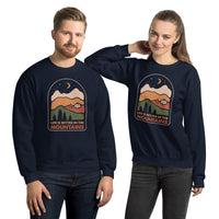 Adventure Awaits with Campfire & Nature Vibes - Life Is Better In The Mountains Sweatshirt - Campsite Vibes Pullover for Glamping Lover - Navy, Unisex
