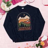 Adventure Awaits with Campfire & Nature Vibes - Life Is Better In The Mountains Sweatshirt - Campsite Vibes Pullover for Glamping Lover - Navy