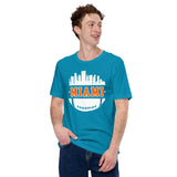 Miami Skyline Football Fanatic Vintage Graphic T-Shirt: Gift Ideas for Him & Her, Football Fans - Retro Style Game Day Shirt - Aqua