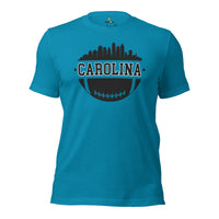 Carolina Skyline Football Fanatic Vintage Graphic Shirt: Gift Ideas for Him & Her, Football Fans - Retro Style Game Day Shirt - Aqua