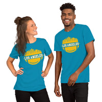 Los Angeles Skyline Football Fanatic Vintage Graphic T-Shirt: Ideal Gift for Him & Her, Football Fans - Retro Style Game Day Tee - Aqua, Unisex