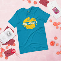 Los Angeles Skyline Football Fanatic Vintage Graphic T-Shirt: Ideal Gift for Him & Her, Football Fans - Retro Style Game Day Tee - Aqua