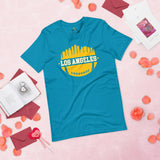 Los Angeles Skyline Football Fanatic Vintage Graphic T-Shirt: Ideal Gift for Him & Her, Football Fans - Retro Style Game Day Tee - Aqua
